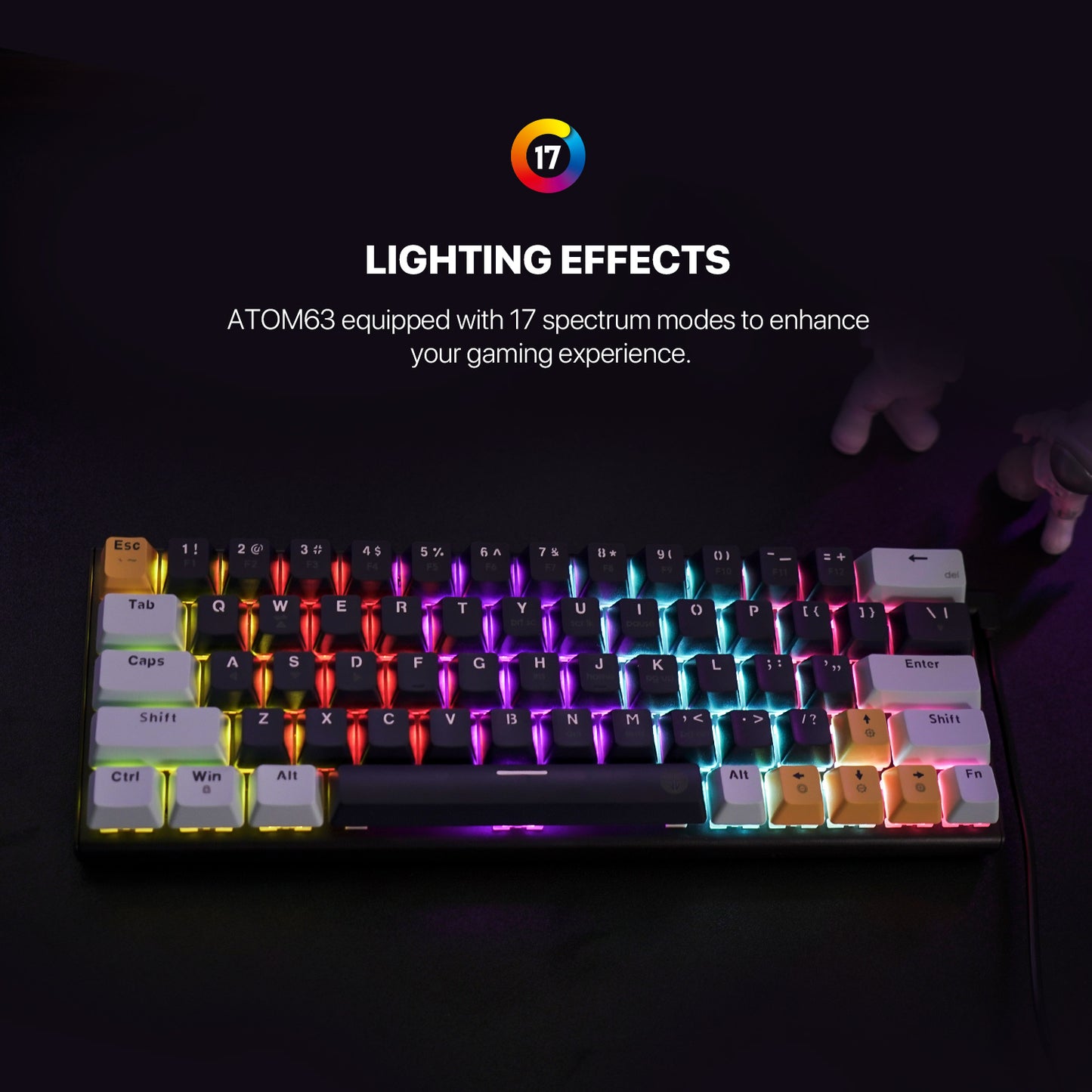 Fantech ATOM MIZU SERIES Keyboard Mechanical Gaming ATOM 63 81 96 Hotswappable 3 Pin