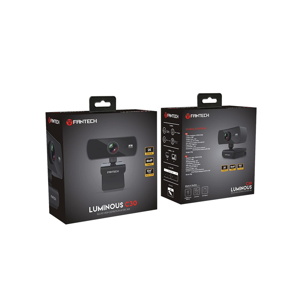 Fantech Webcam 2K 4MP Luminous C30 QHD 1440P - Fantech Indonesia