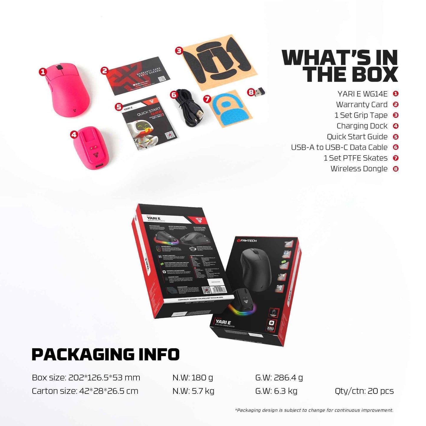 BUNDLING Fantech YARI E WG14E Mouse Gaming Wireless & Headset WHG07 Black Edition