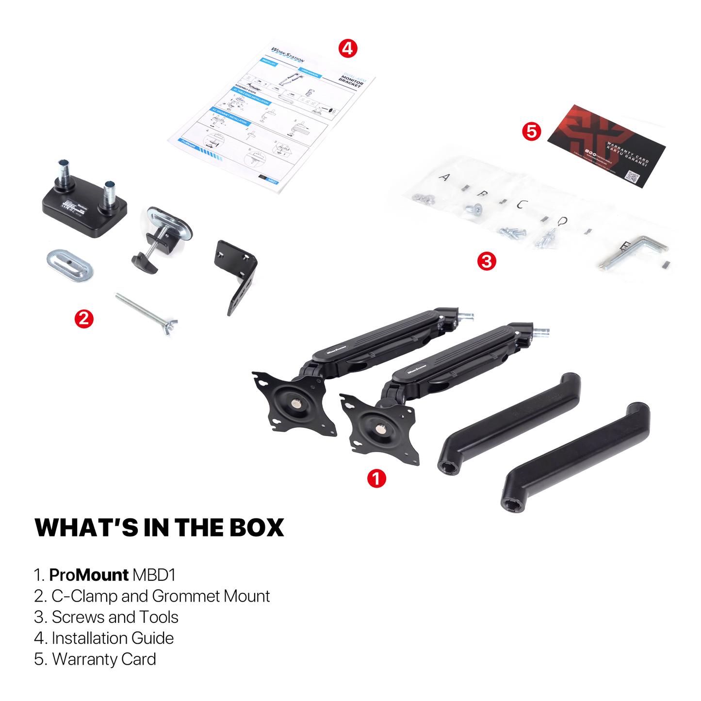 WORK STATION PRO MOUNT DUAL ARM MBD1 MONITOR BRACKET BLACK