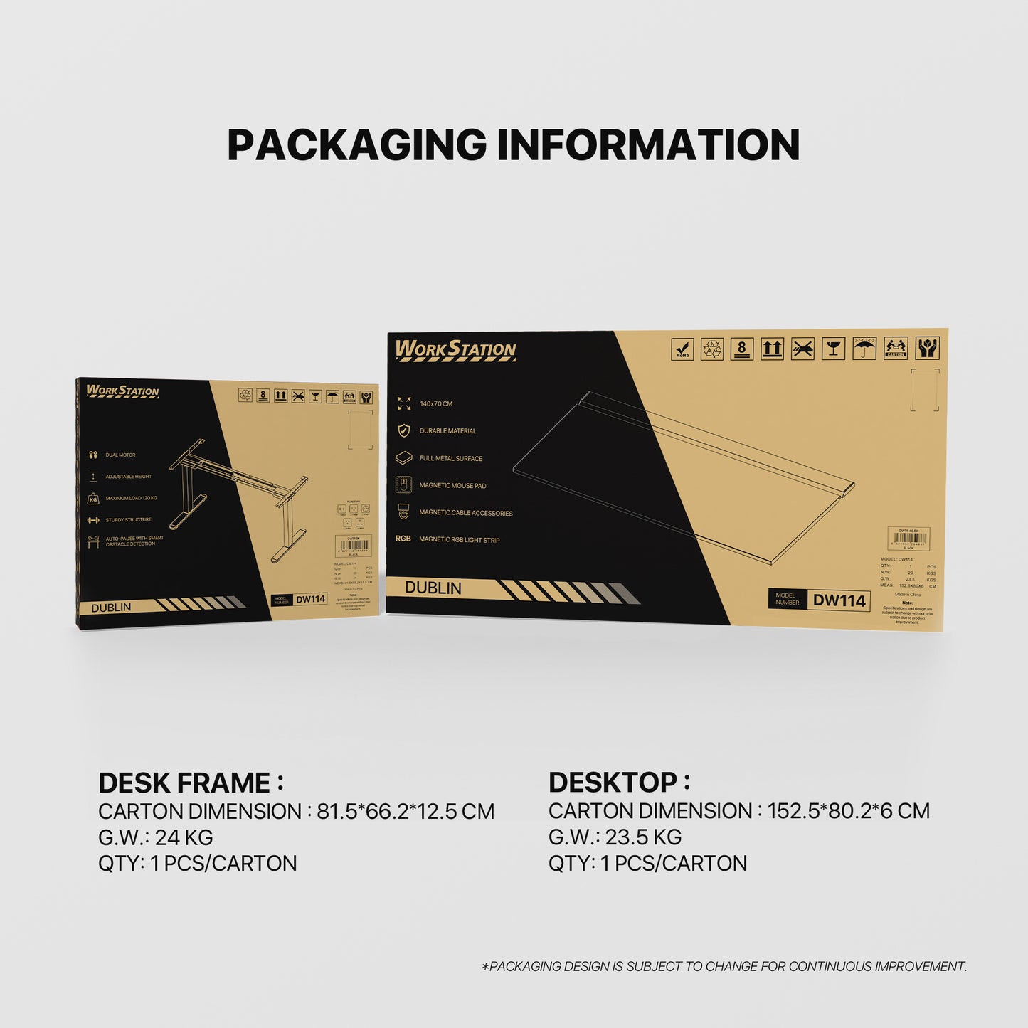 Fantech Dublin DW114 Electric Adjustable Desk Black