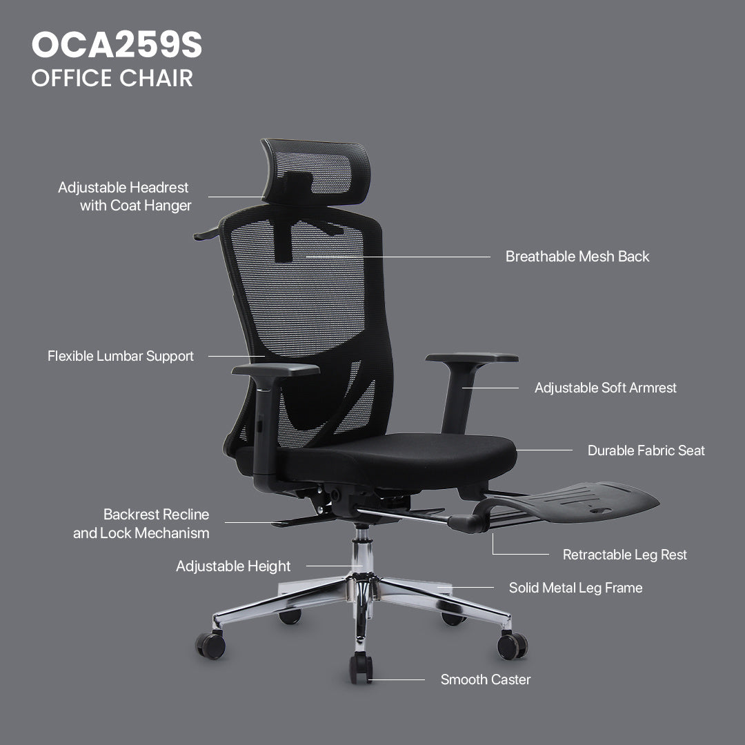 Fantech Kursi Kantor Kerja Jaring Premium Office Chair OCA259S