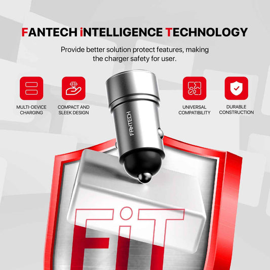 Fantech Life Car Charger Fast Charging Powermove 15W 2 Port PME151