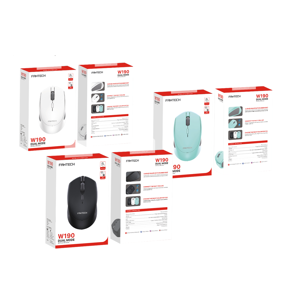 Fantech Wireless Bluetooth Mouse W190 Dual Mode Free Baterai - Fantech Indonesia