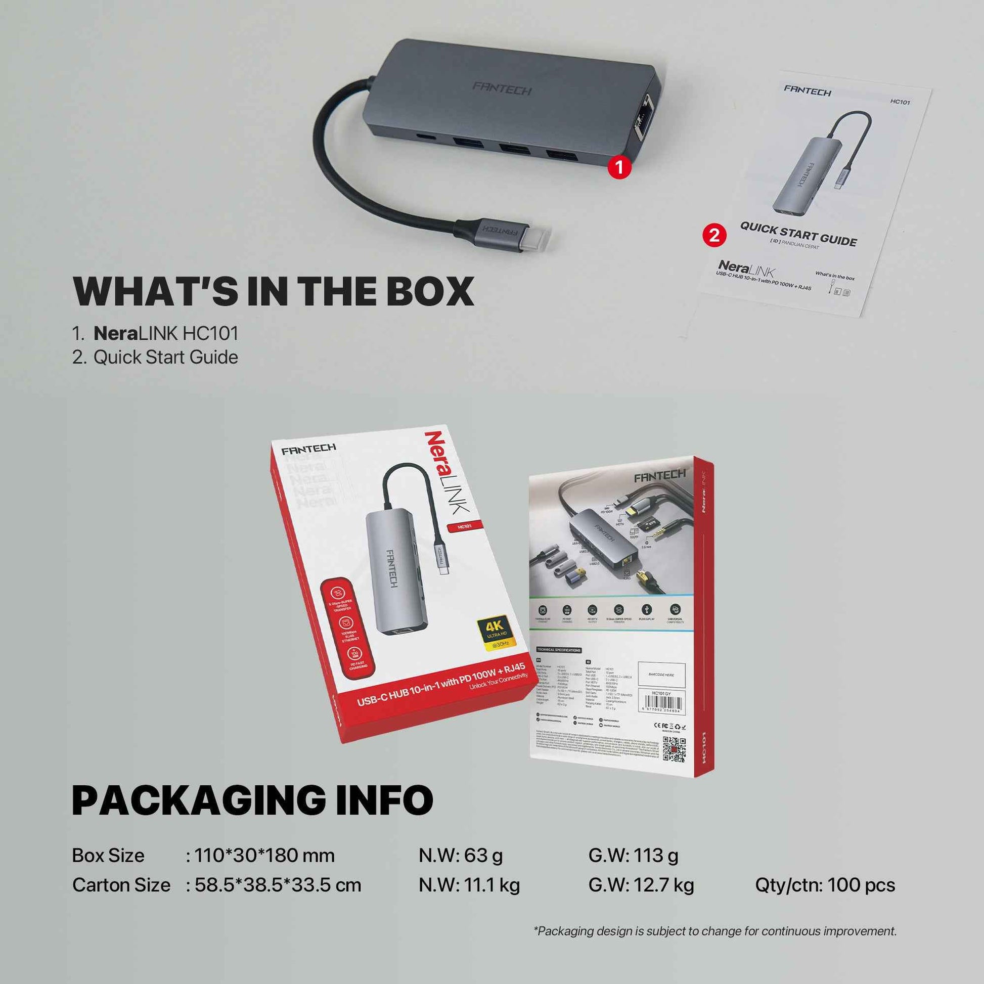 FANTECH HC101 Converter USB Hub Type C 10 in 1