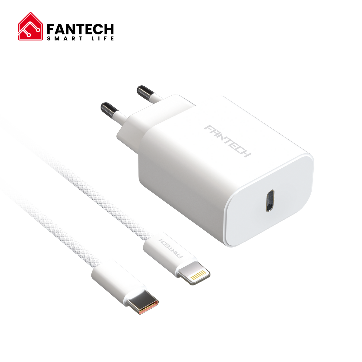 Charger Fantech PK202 Set Bundling Adaptor 20W Fast Charging Power Delivery With Braided Cable