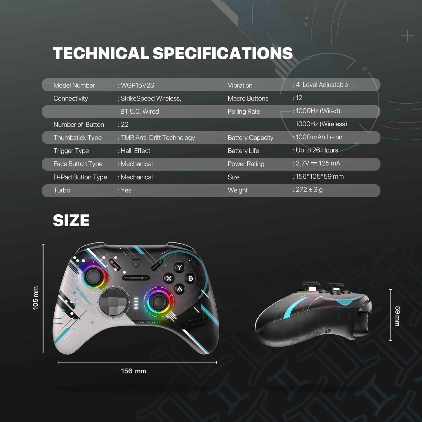 WGP15V2S Geminus Bluetooth Gamepad