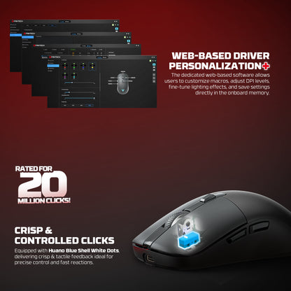 Fantech KANATA Wireless WG9RD Mouse Gaming Macro Huano Switch 12000 DPI