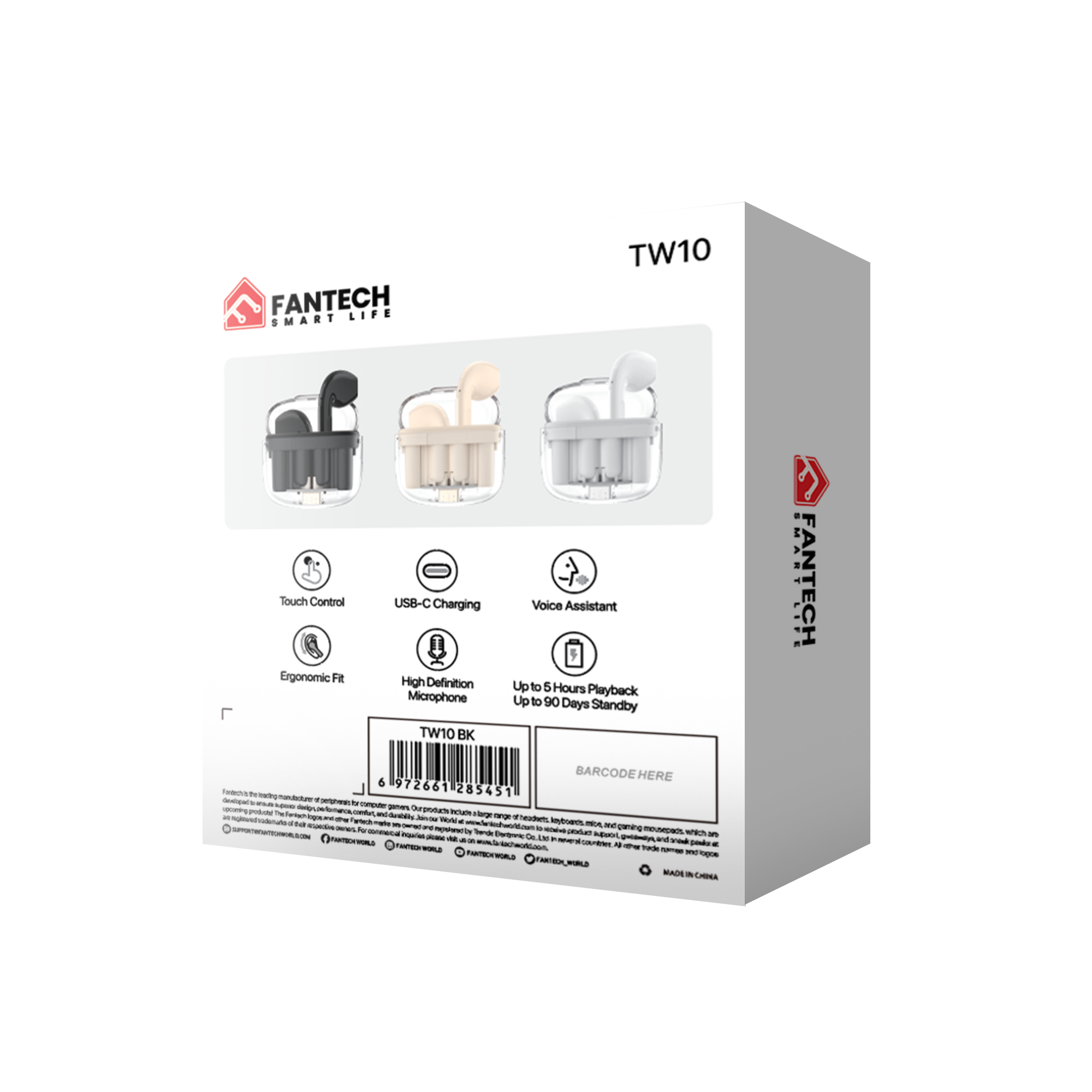 Fantech TWS Bluetooth Wireless Wave 10 TW10 Built-in Microphone - Fantech Indonesia