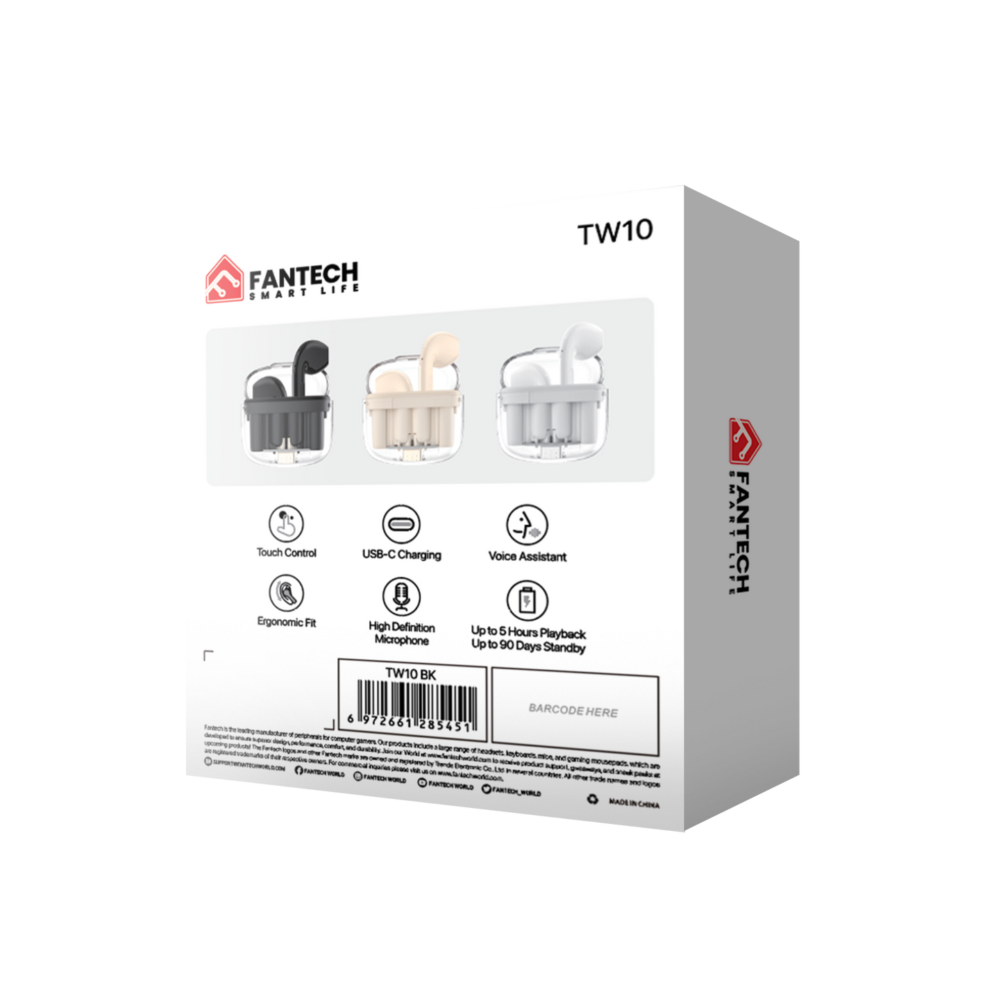 Fantech TWS Bluetooth Wireless Wave 10 TW10 Built-in Microphone - Fantech Indonesia