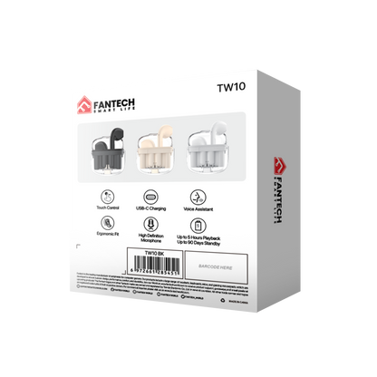 Fantech TWS Bluetooth Wireless Wave 10 TW10 Built-in Microphone - Fantech Indonesia