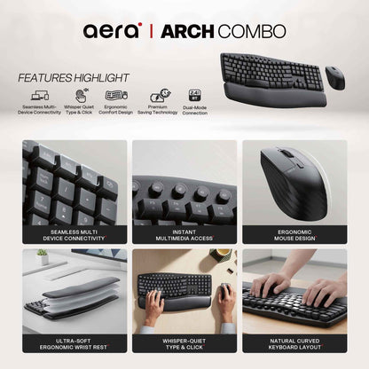 Fantech WKM71 Aera Wireless Ergonomic Keyboard and Mouse Combo