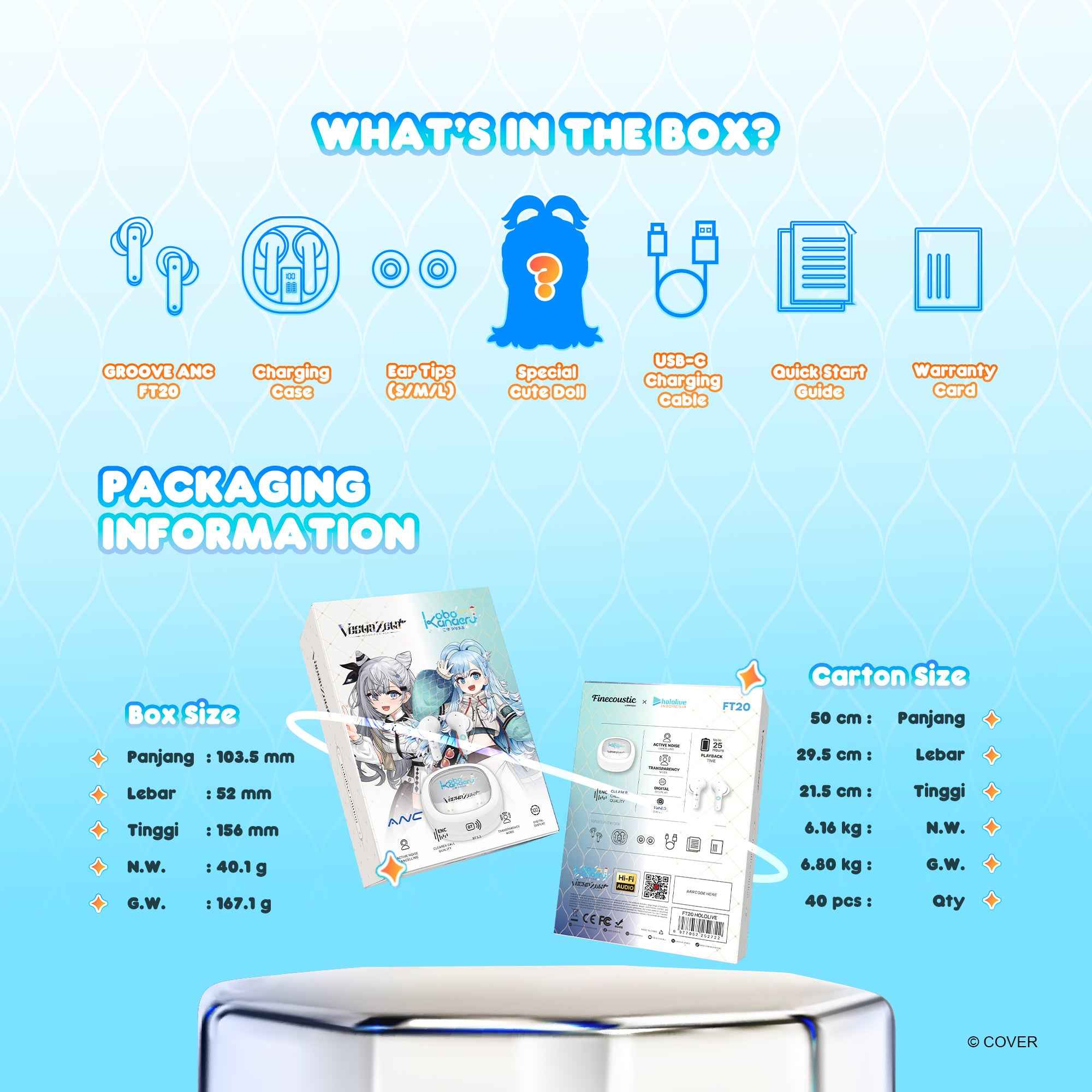 FANTECH x HOLOLIVE EXCLUSIVE COLLABORATION TWS GROOVE ANC FT20 Kobo Kanaeru & Vestia Zeta Limited Edition (BONUS PLUSHIE)