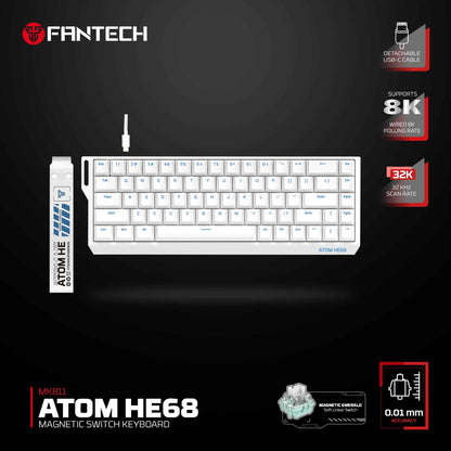 FANTECH MK811 ATOM HE68 MAGNETIC SWITCH KEYBOARD SUPPORTS WIRED 8K POLLING RATE