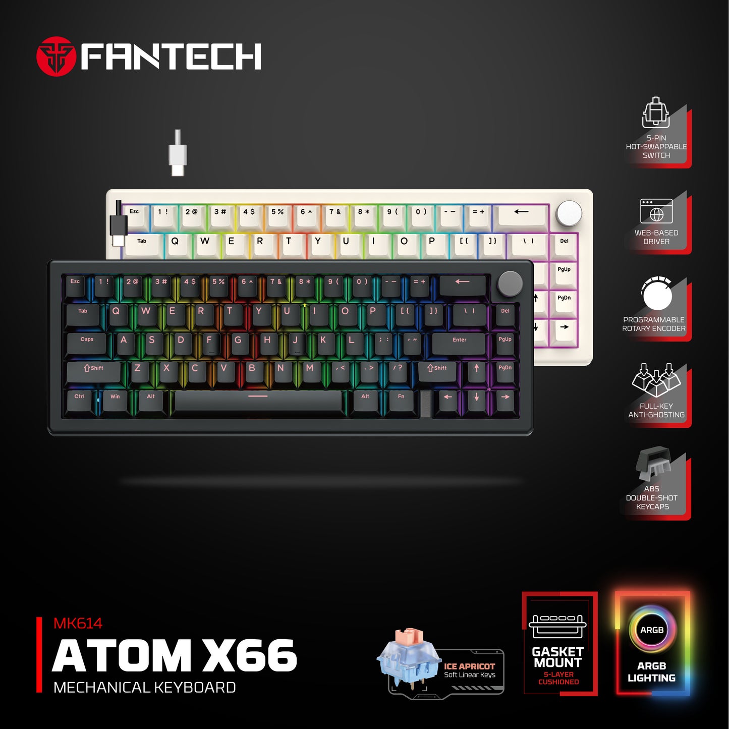 FANTECH ATOM X 66 MK614 MECHANICAL KEYBOARD