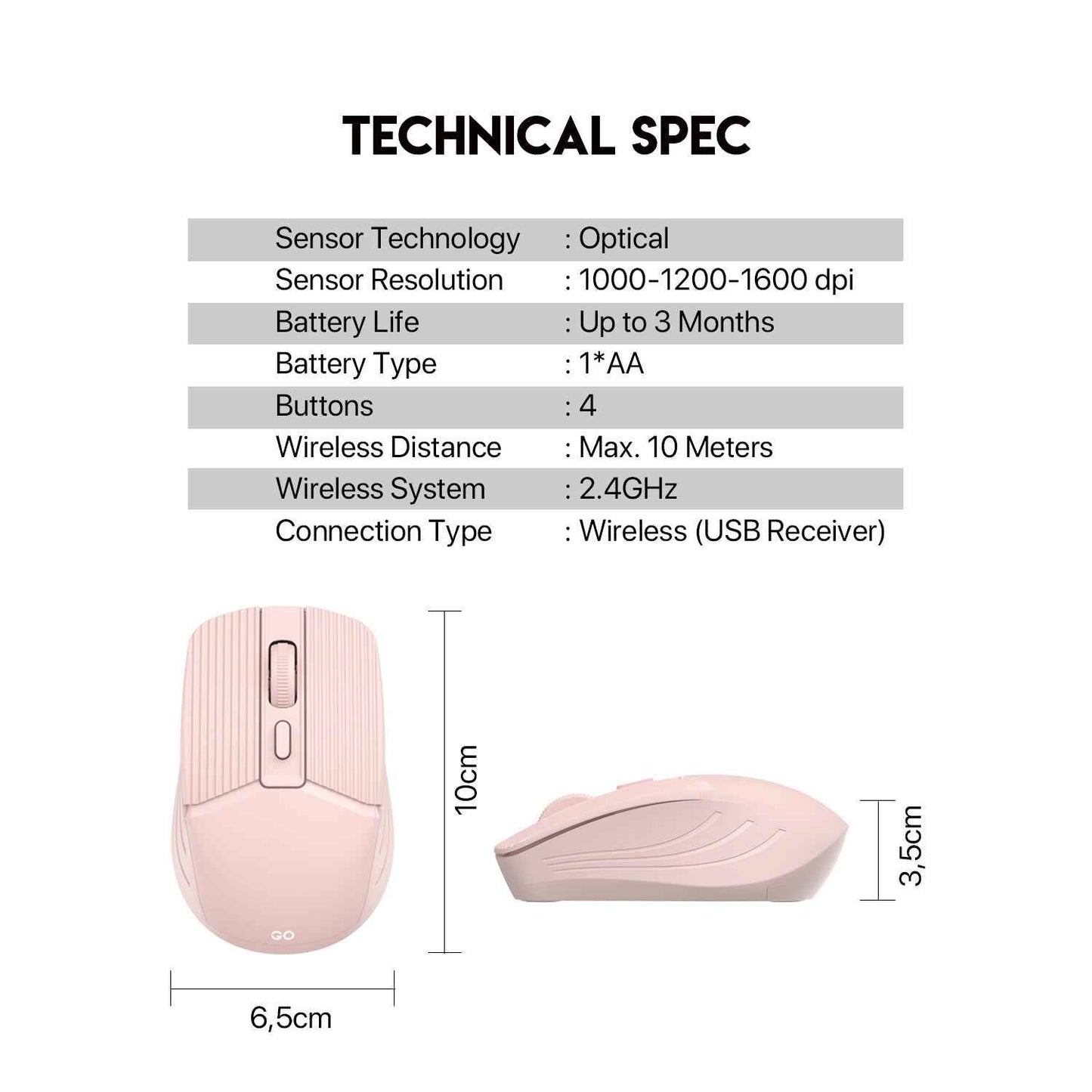 FANTECH GO W605 Wireless Mouse Ringan Portable Plug & Play Nano Receiver DPI 1600 Optical Tracking Hemat Energi