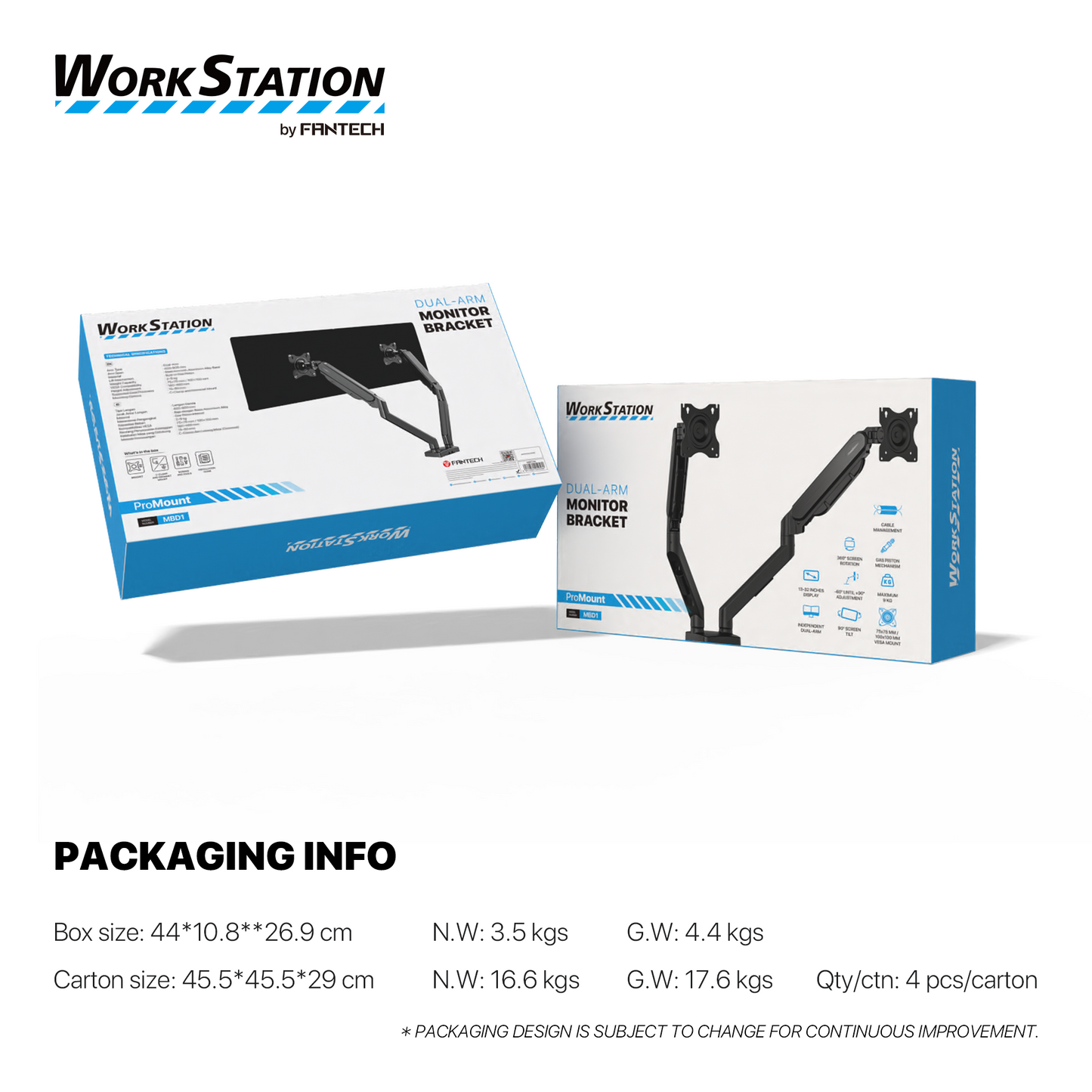 WORK STATION PRO MOUNT DUAL ARM MBD1 MONITOR BRACKET BLACK