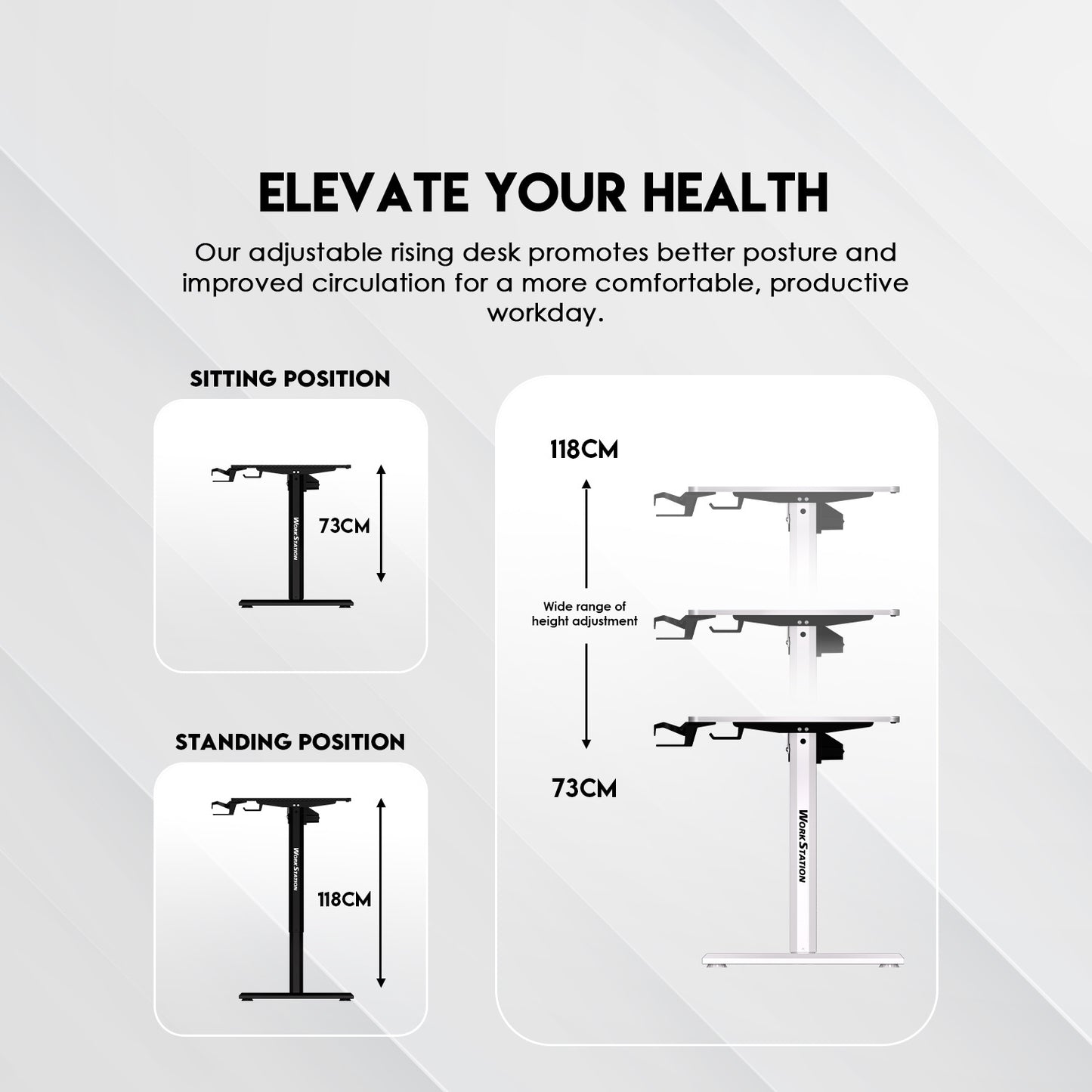 Fantech Meja Elektrik Adjustable Standing Desk Electric Work Station (110 x 60 cm) - WS311
