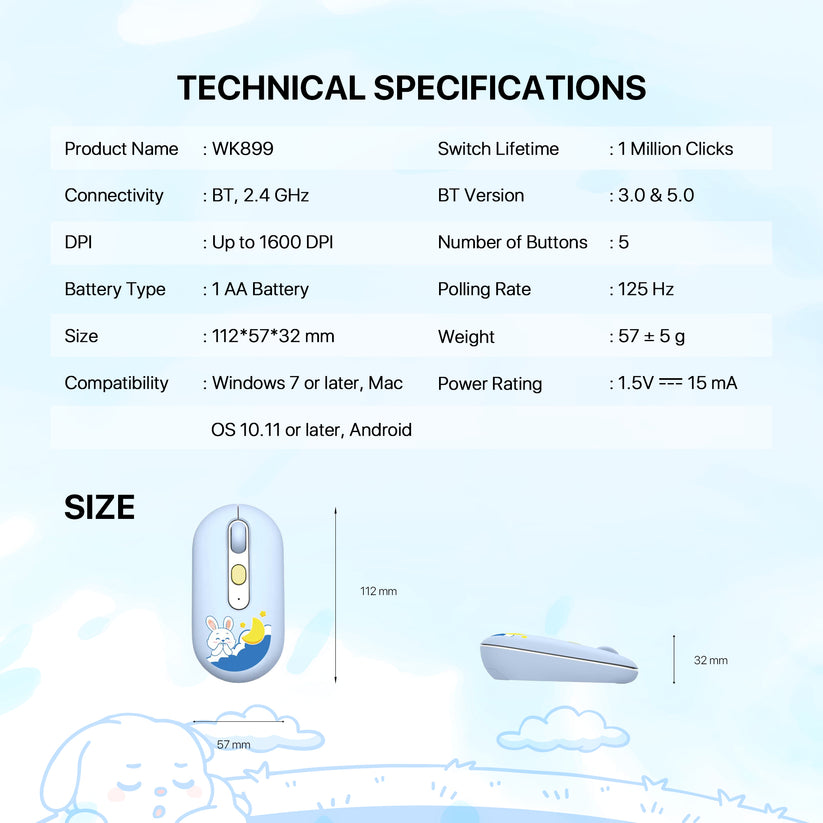FANTECH KEYBOARD MOUSE DUAL MODE GO MOCHI101 WK899 COMBO ( BLUE )