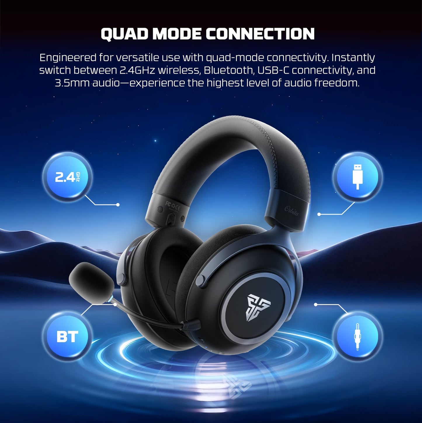 Fantech Orbita WHG07 Wireless Gaming Headset Quad Mode 7.1 Surround