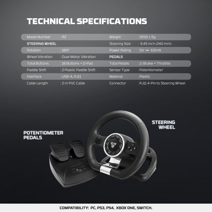FANTECH R2 STEERING WHEEL BLACK