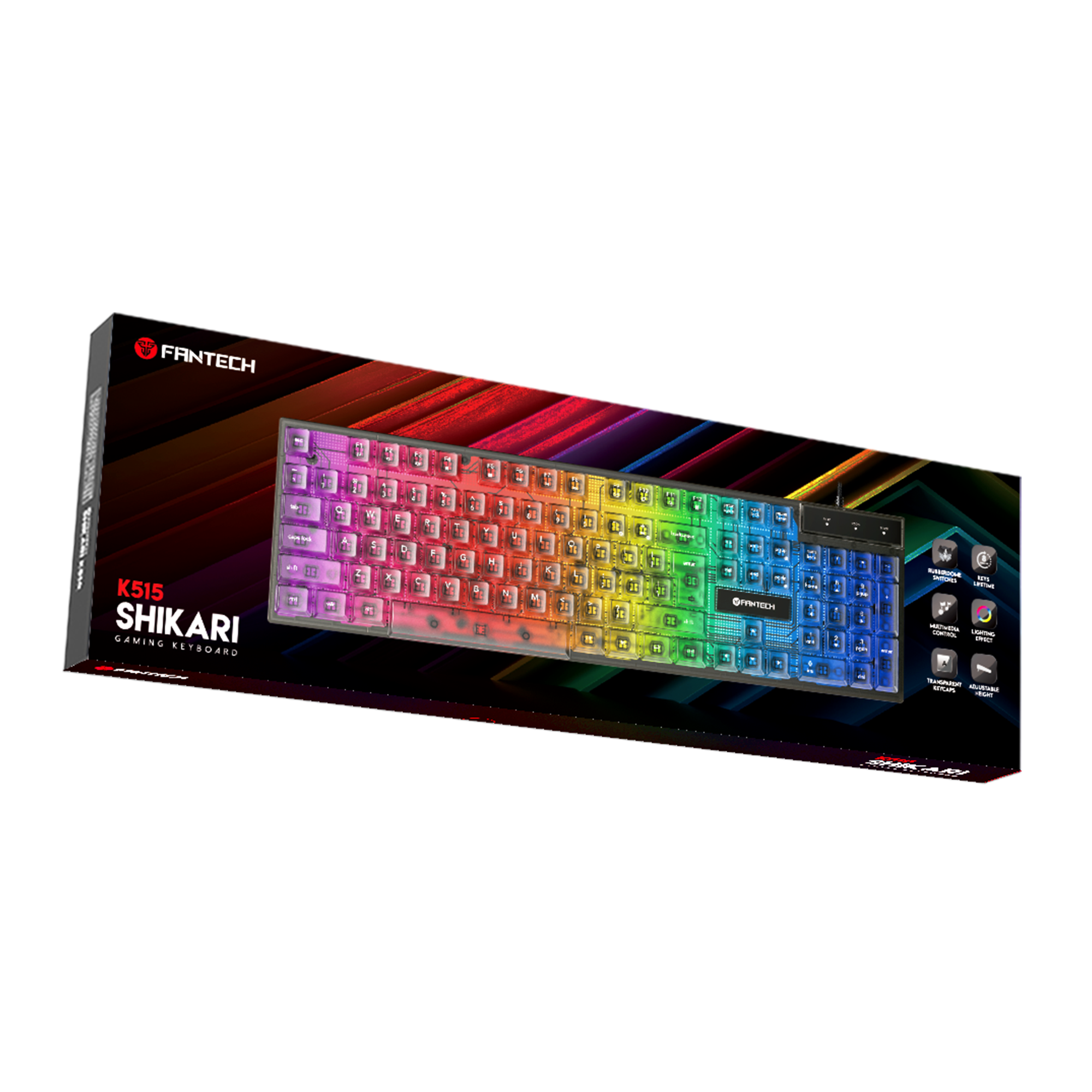 Fantech SHIKARI K515 Keycaps Transparan Keyboard Gaming RGB Membrane - Fantech Indonesia