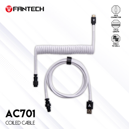 Fantech Coiled Cable Type C Aviator AC701 Kabel Keyboard Mekanik