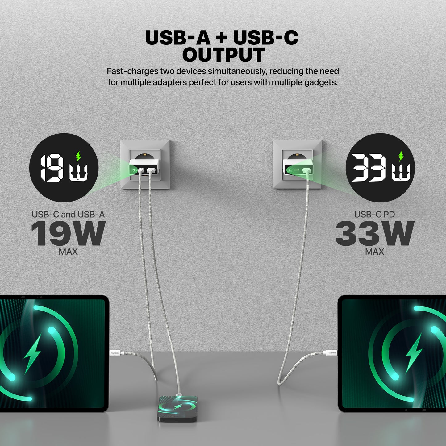 Fantech PowerPLUS PPS331 33W 2-Ports GaN Charger (PD+QC)