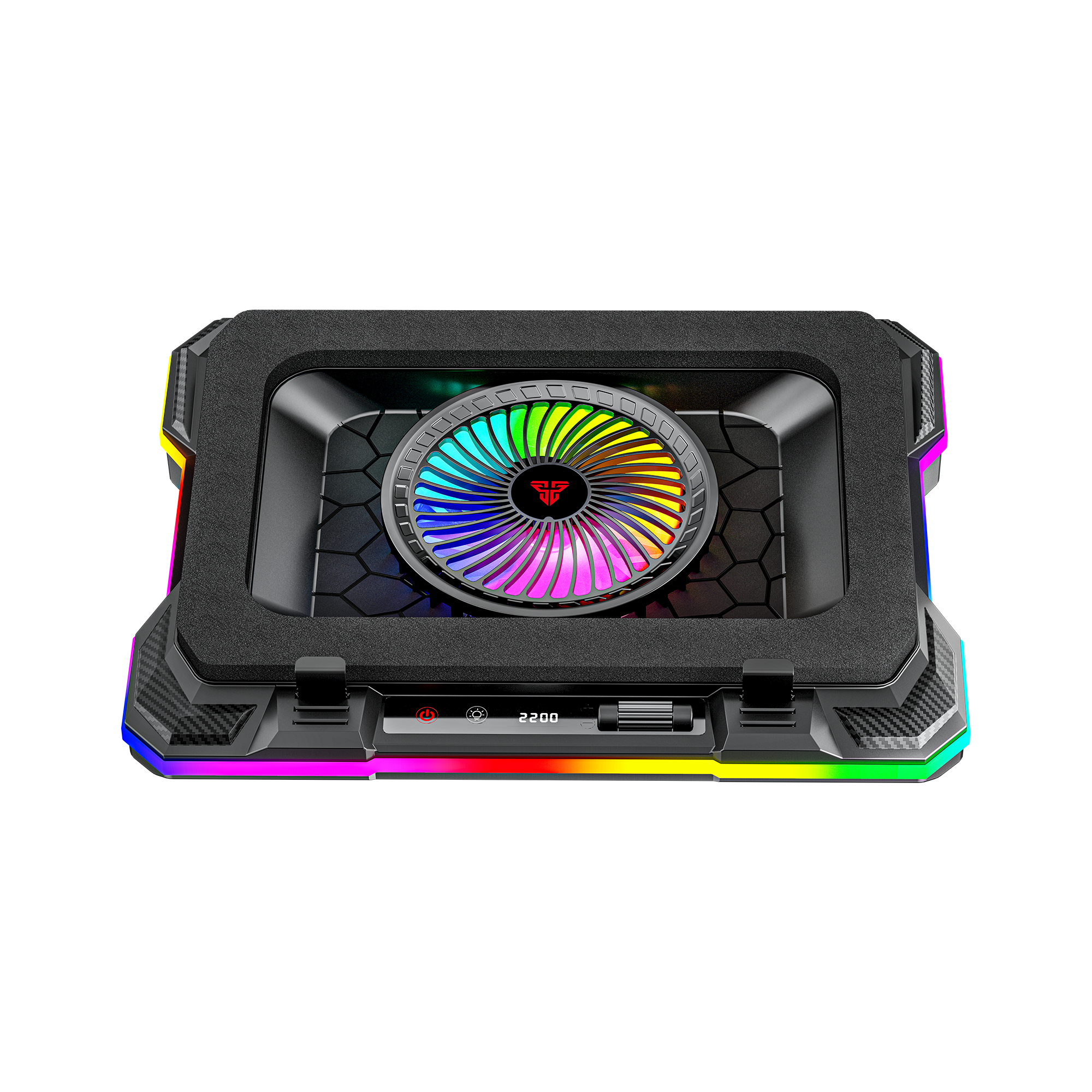 Fantech Cooling Pad RGB NC22 Notebook Cooler with Phone Holder Adjustable Fan Speed up to 14kg 19 inch laptop gaming