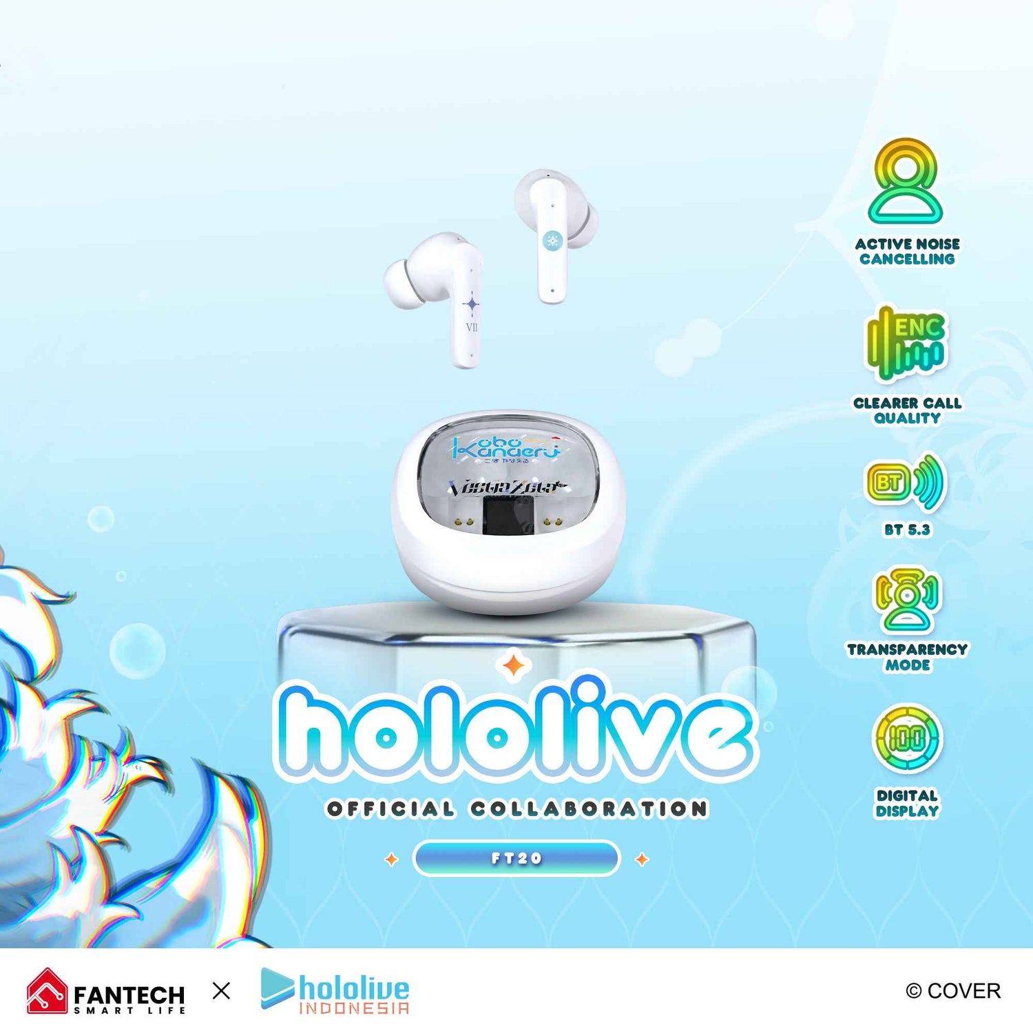 FANTECH x HOLOLIVE EXCLUSIVE COLLABORATION TWS GROOVE ANC FT20 Kobo Kanaeru & Vestia Zeta Limited Edition (BONUS PLUSHIE)
