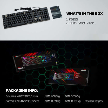 Fantech SHIKARI S K515S Keyboard Gaming Membrane RGB Transparent Cover Full Size