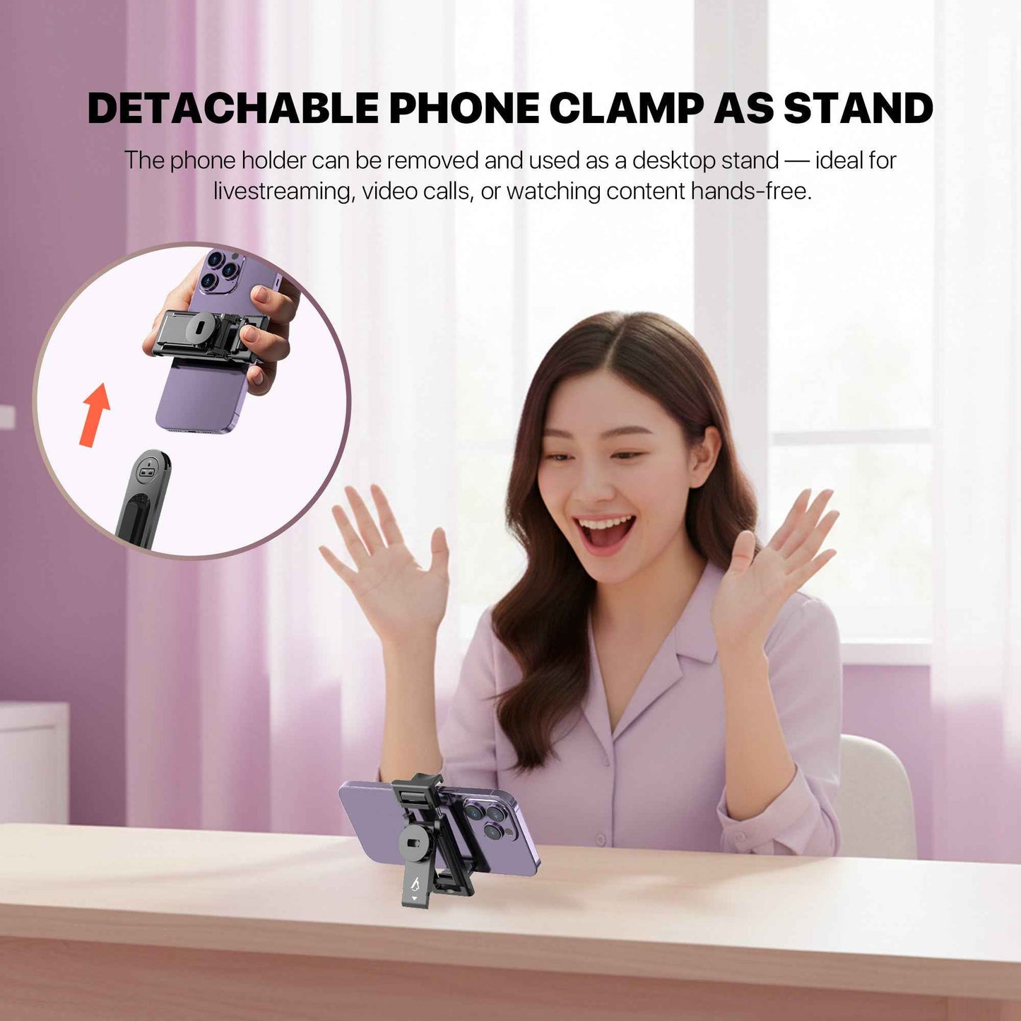 Fantech SS175 Selfie Stick Live Tripod Bluetooth Selfie 1.75m Stainless Steel Fill Light Rotatable 360° For Phones SS175