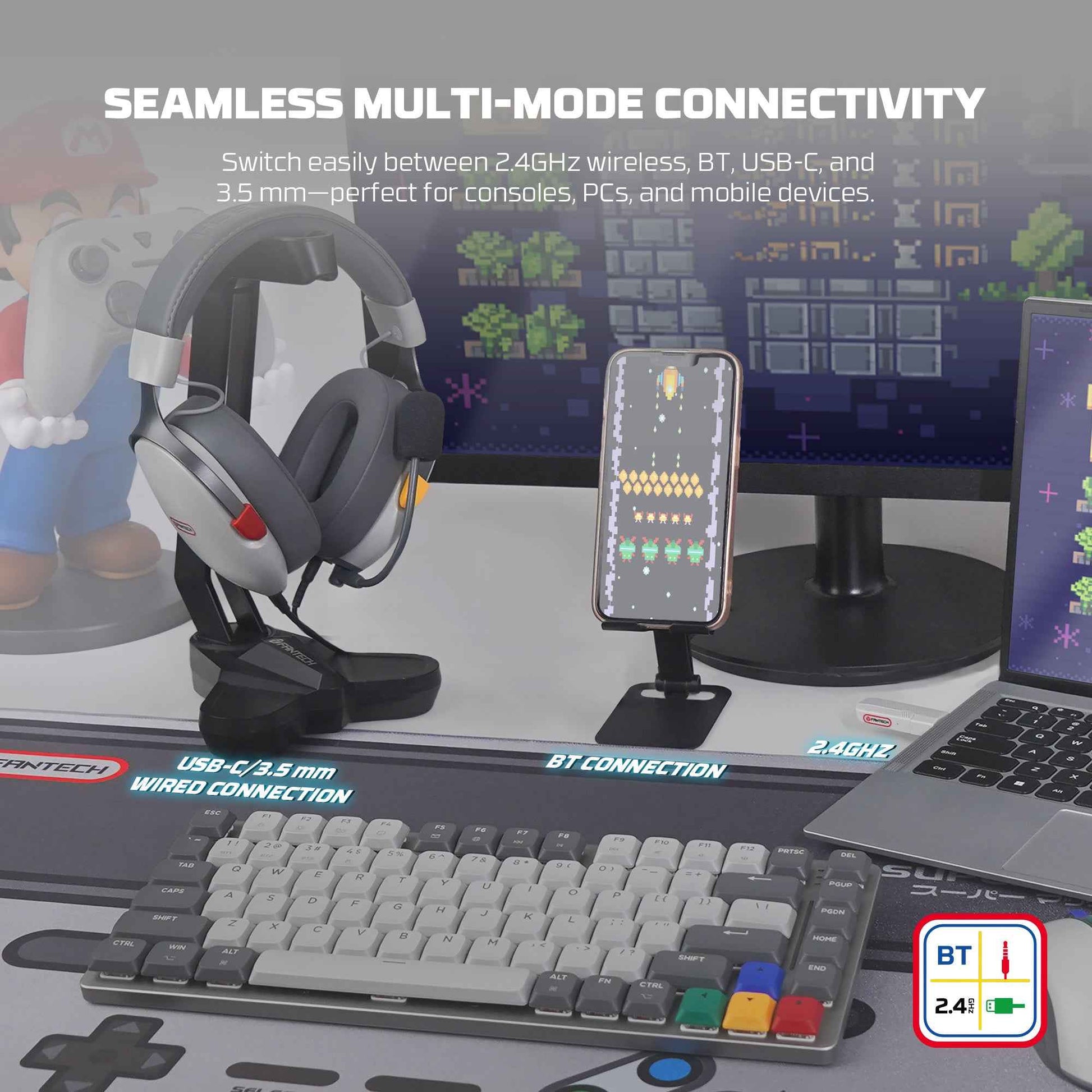 Fantech SUPER MAXFIT WHG06 Quad Connections Wireless 2.4ghz Bluetooth Multi Platform Headset Headphone