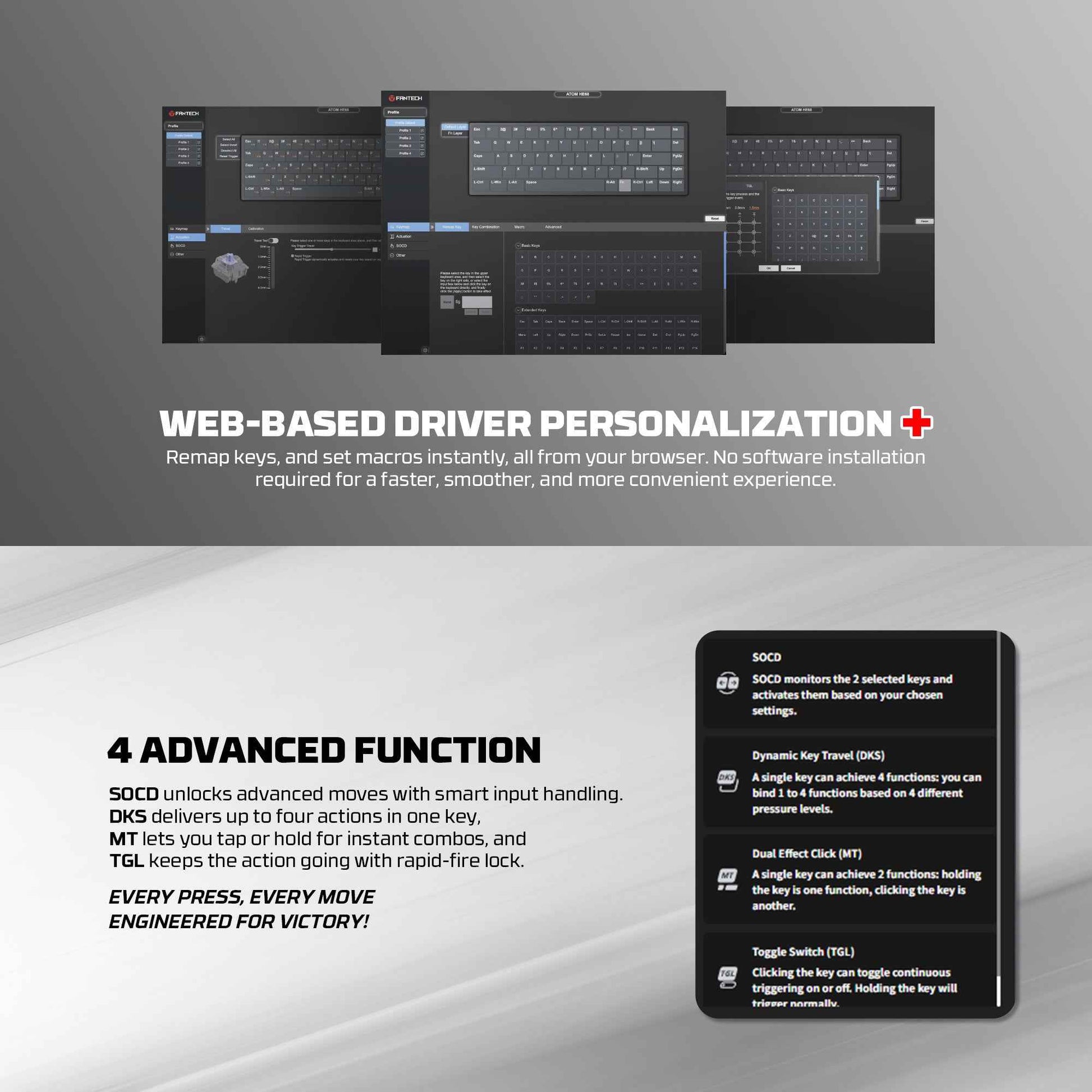 FANTECH MK811 ATOM HE68 MAGNETIC SWITCH KEYBOARD SUPPORTS WIRED 8K POLLING RATE