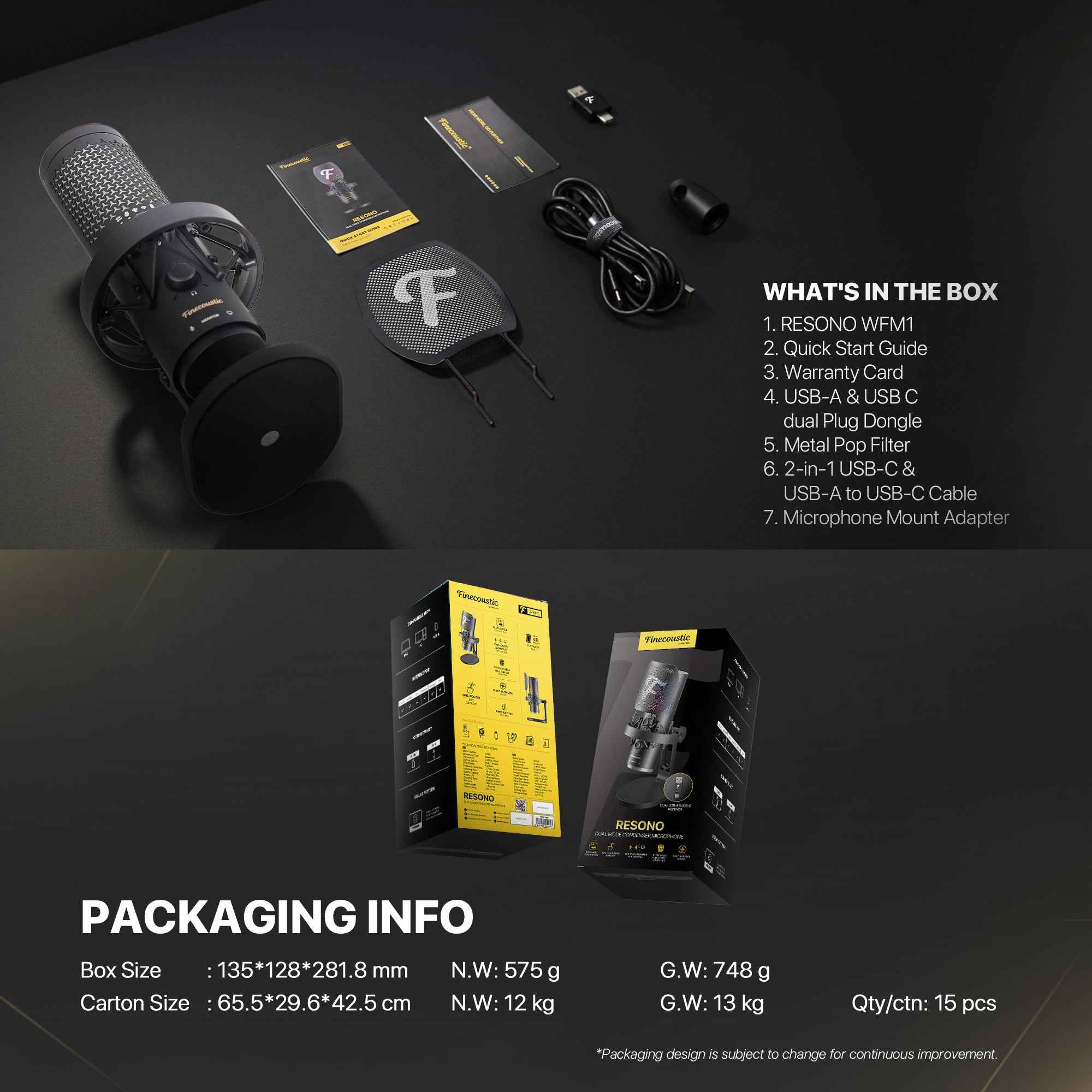 FANTECH WFM1 Condenser Microphone Wireless 2.4GHz Stand Cardioid with Pop Filter & RGB Podcaster Vokalis Gamer Streamer