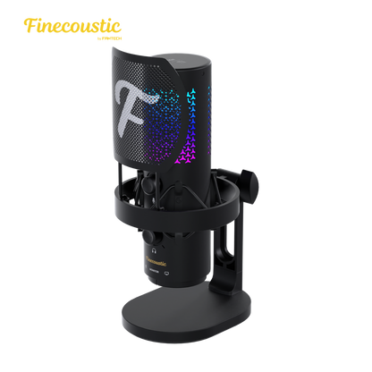 FANTECH WFM1 Condenser Microphone Wireless 2.4GHz Stand Cardioid with Pop Filter & RGB Podcaster Vokalis Gamer Streamer
