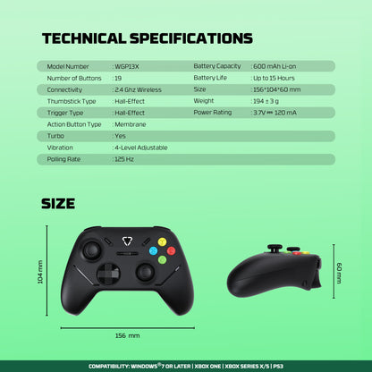 Fantech Shooter III X WGP13X Wireless Gamepad Hall Effect PC Xbox PS3