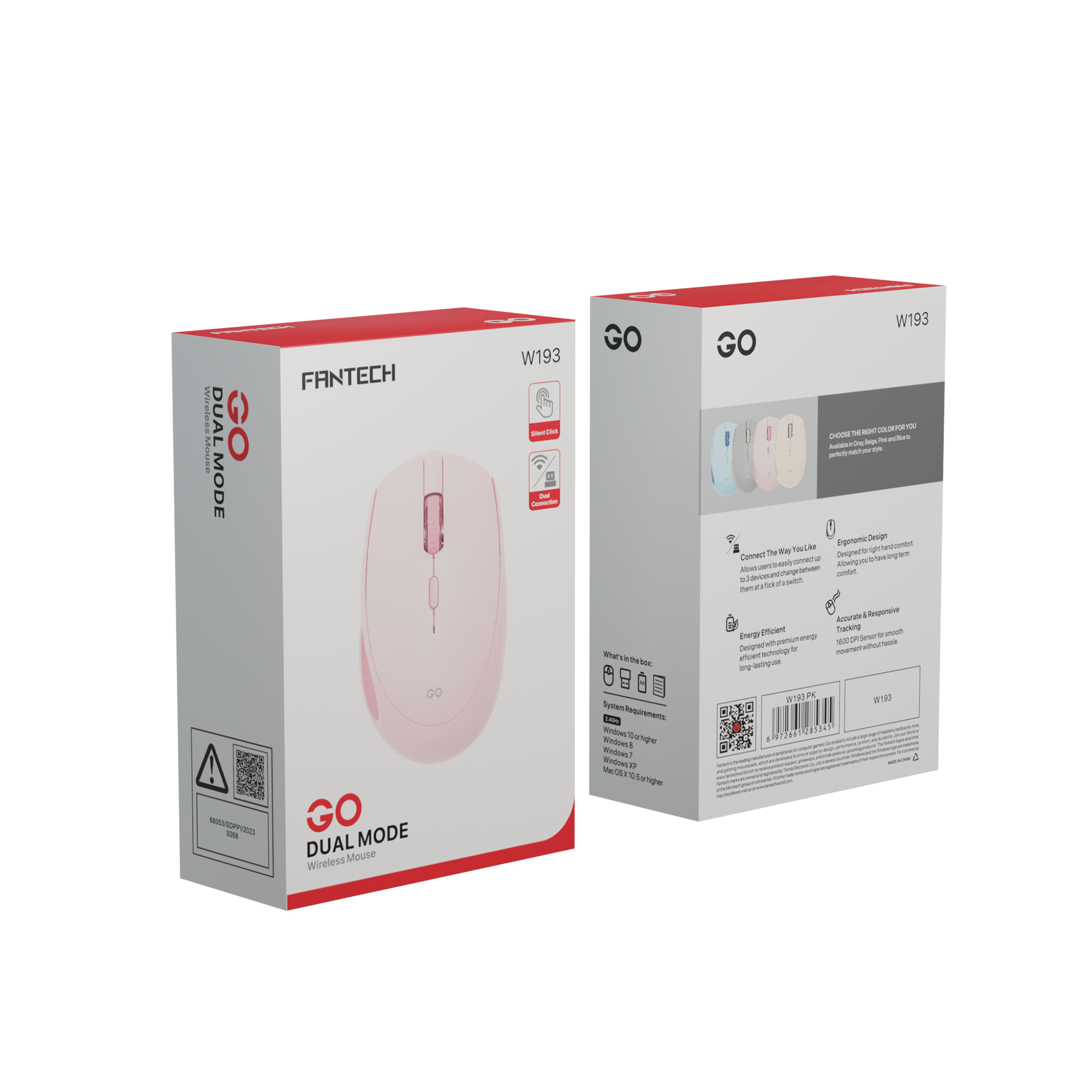 Mouse Wireless Office FANTECH GO Silent Click 2.4Ghz 1600DPI - W193 - Fantech Indonesia