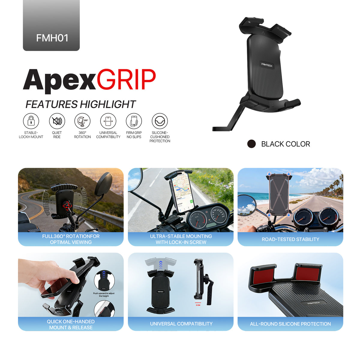 Apex Grip FMH01 Motorcycle Phone Holder