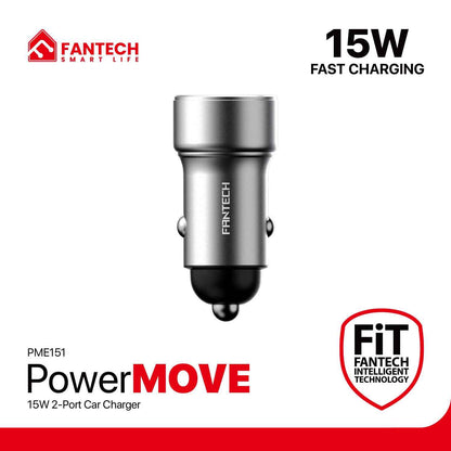 Fantech Life Car Charger Fast Charging Powermove 15W 2 Port PME151
