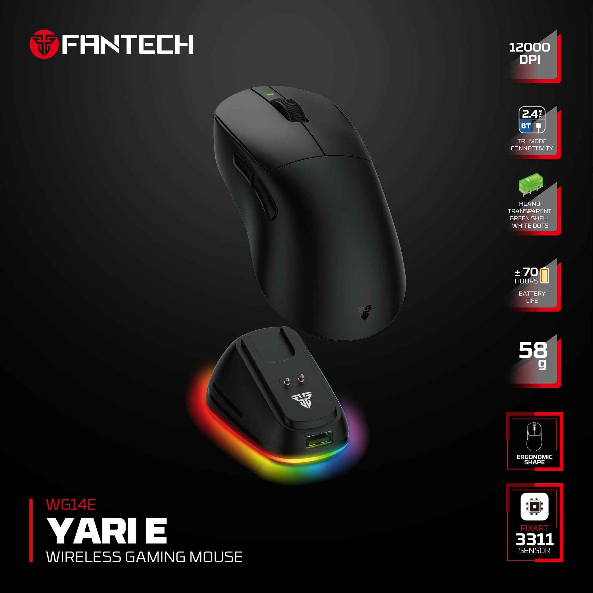 Fantech YARI E WG14E Mouse Gaming Wireless