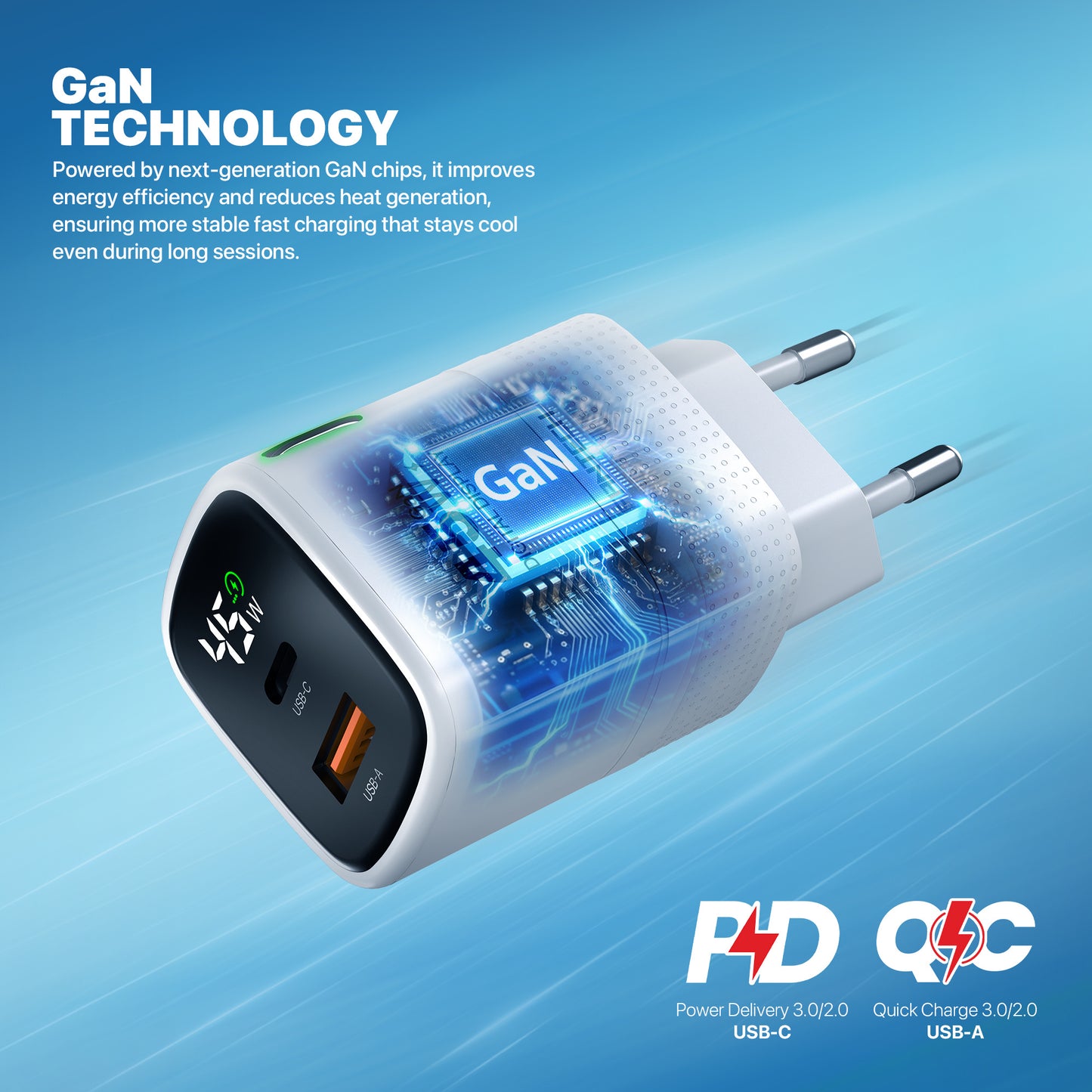 Fantech PowerPLUS PPS451 45W 2-Ports GaN Charger (PD+QC)