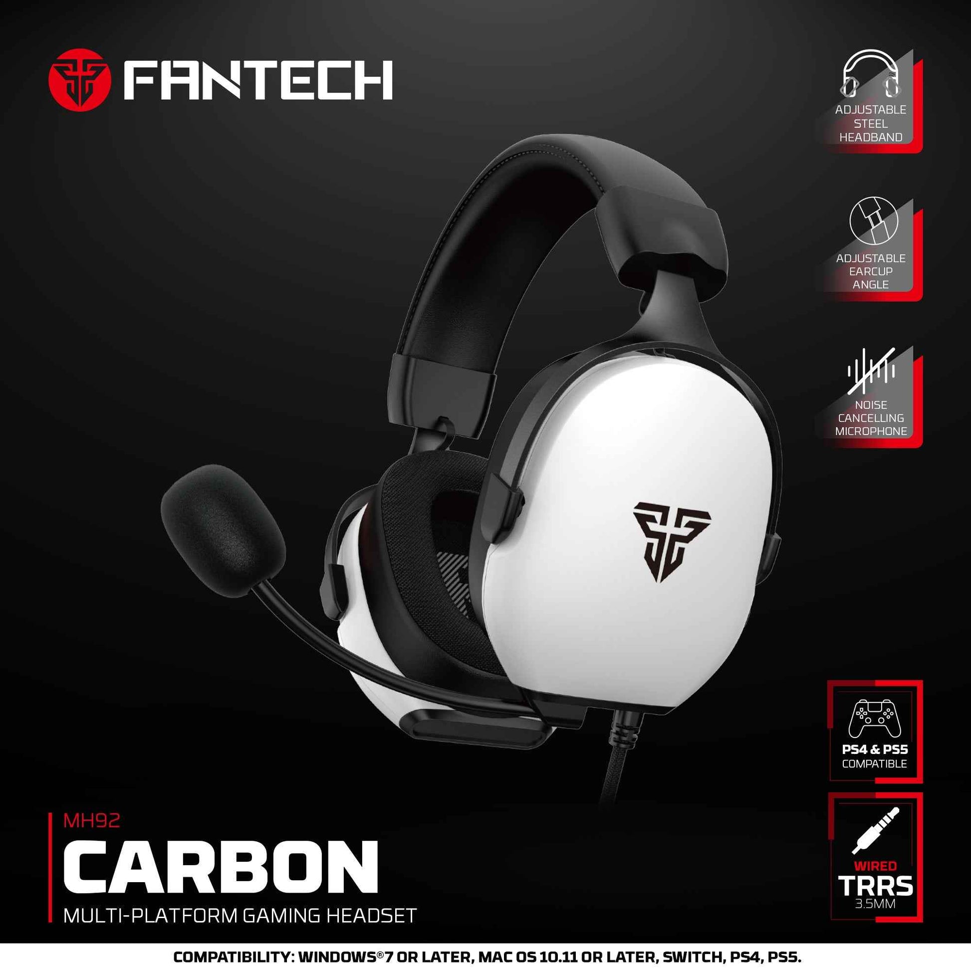Fantech MH92 Carbon Headset Gaming Over-Ear Noise Cancelling - Multi-Platform PC PS4 PS5 Xbox