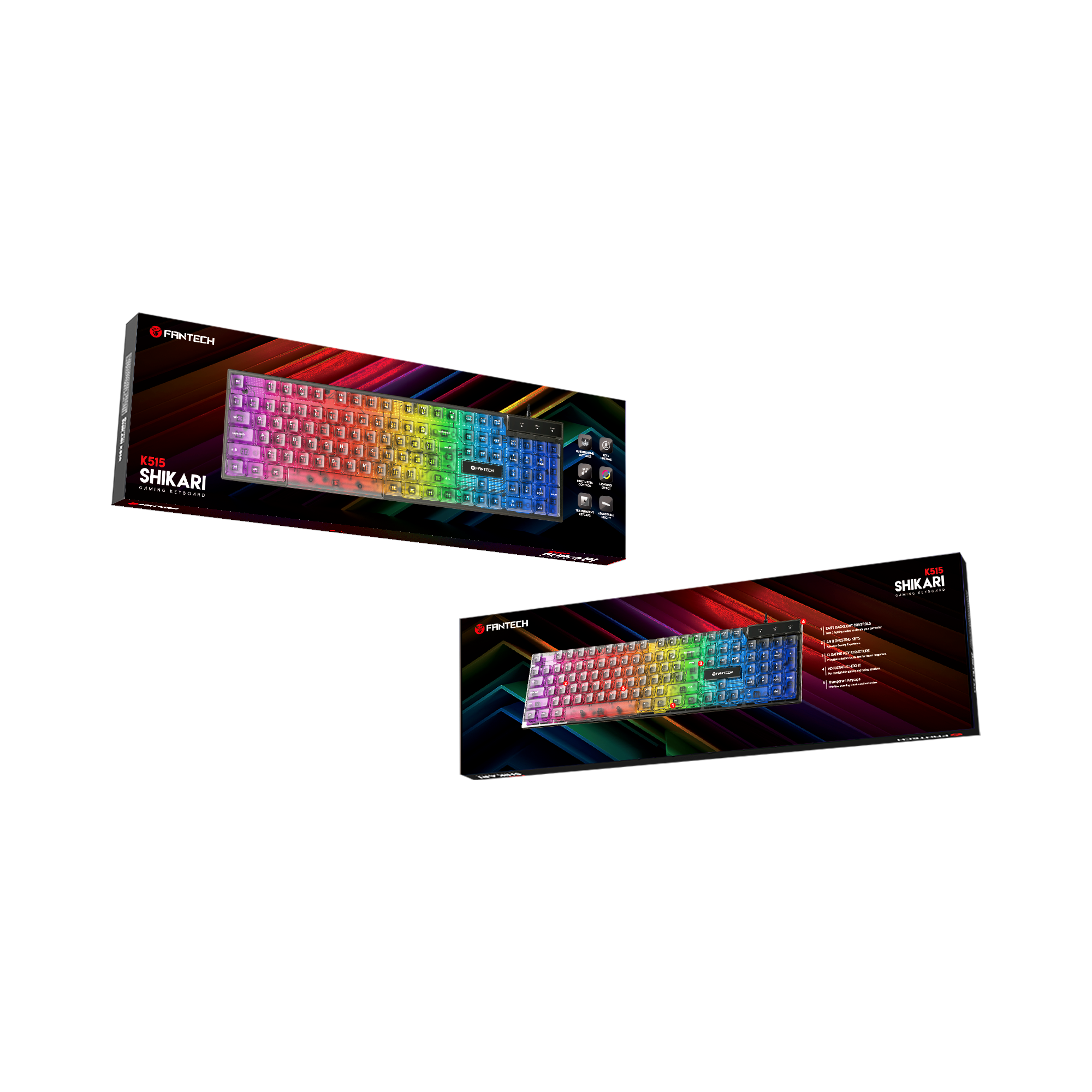 Fantech SHIKARI K515 Keycaps Transparan Keyboard Gaming RGB Membrane