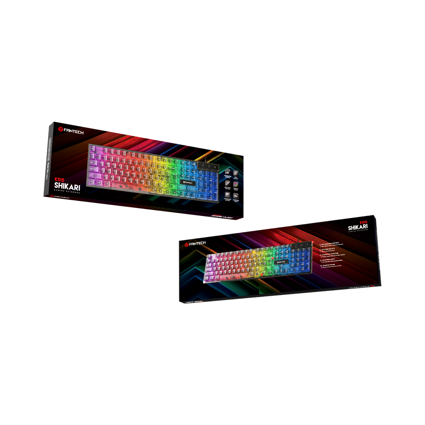 Fantech SHIKARI K515 Keycaps Transparan Keyboard Gaming RGB Membrane - Fantech Indonesia