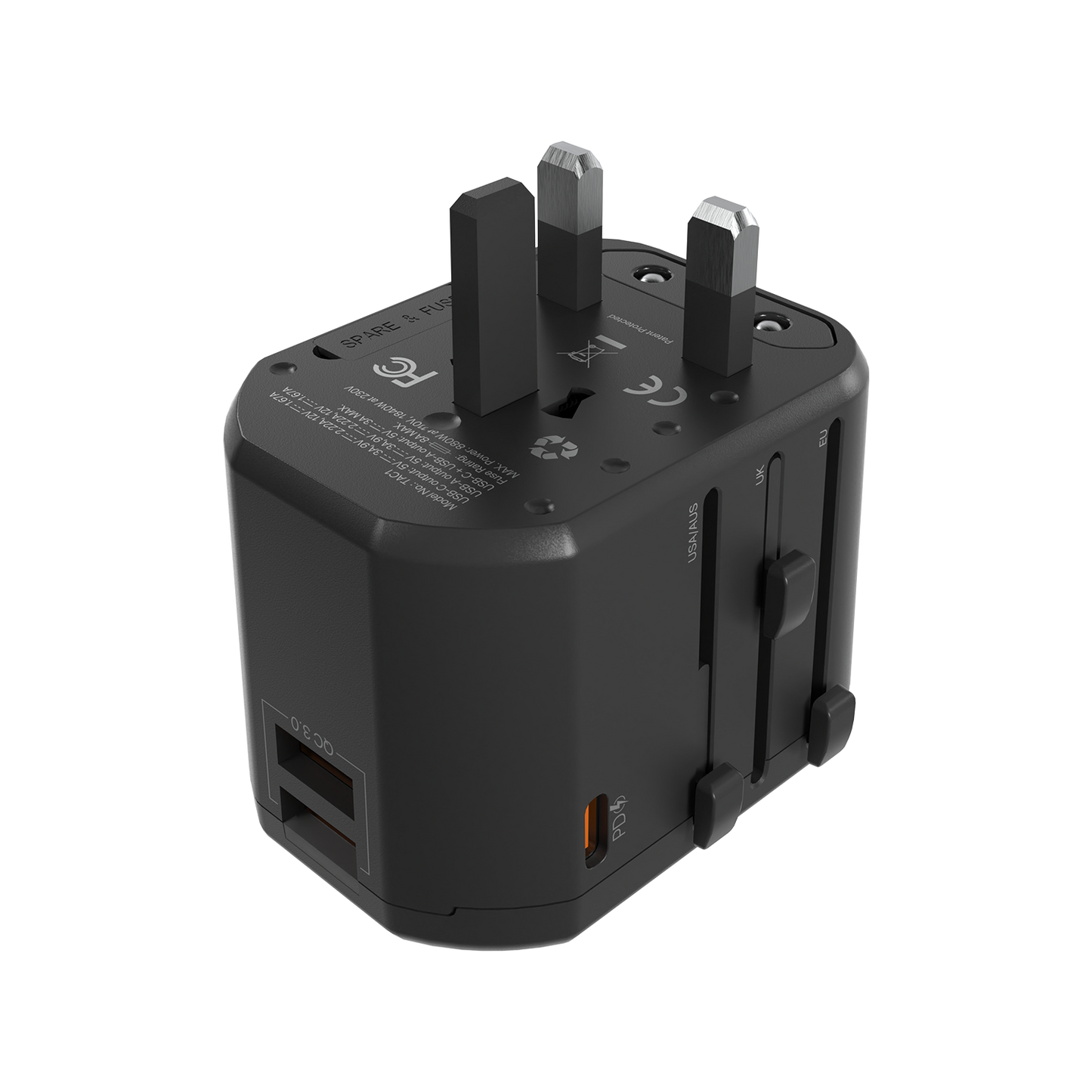 Fantech Universal Travel Adapter 3 Port (PD+QC) 20W - TAC1 - Fantech Indonesia