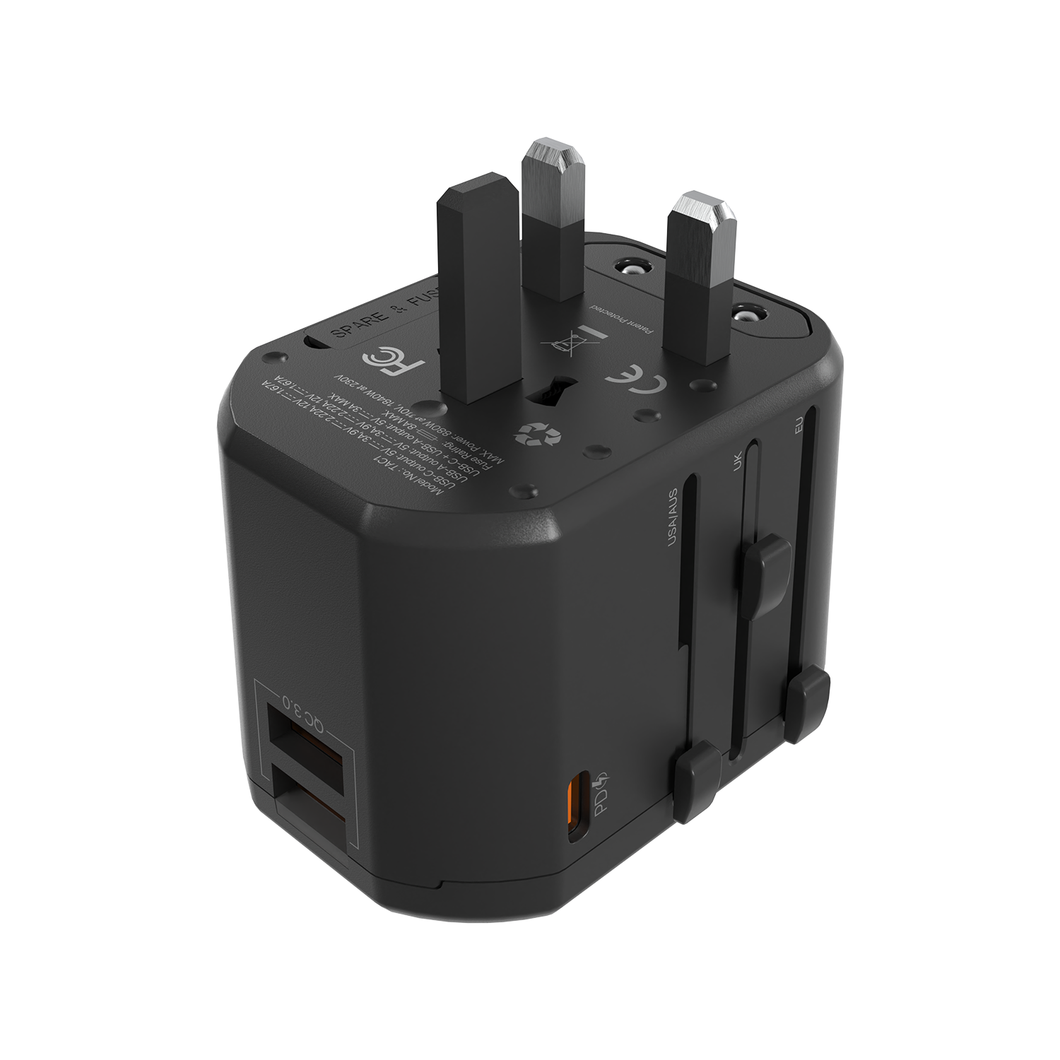 Fantech Universal Travel Adapter 3 Port (PD+QC) 20W - TAC1 - Fantech Indonesia