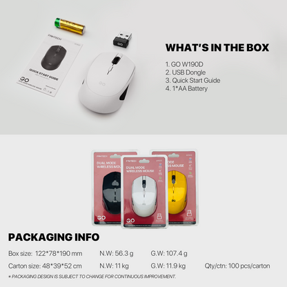 Fantech Wireless 2.4ghz + Bluetooth 5 Mouse Office Silent Click Kantor W190D Dual Mode free baterai