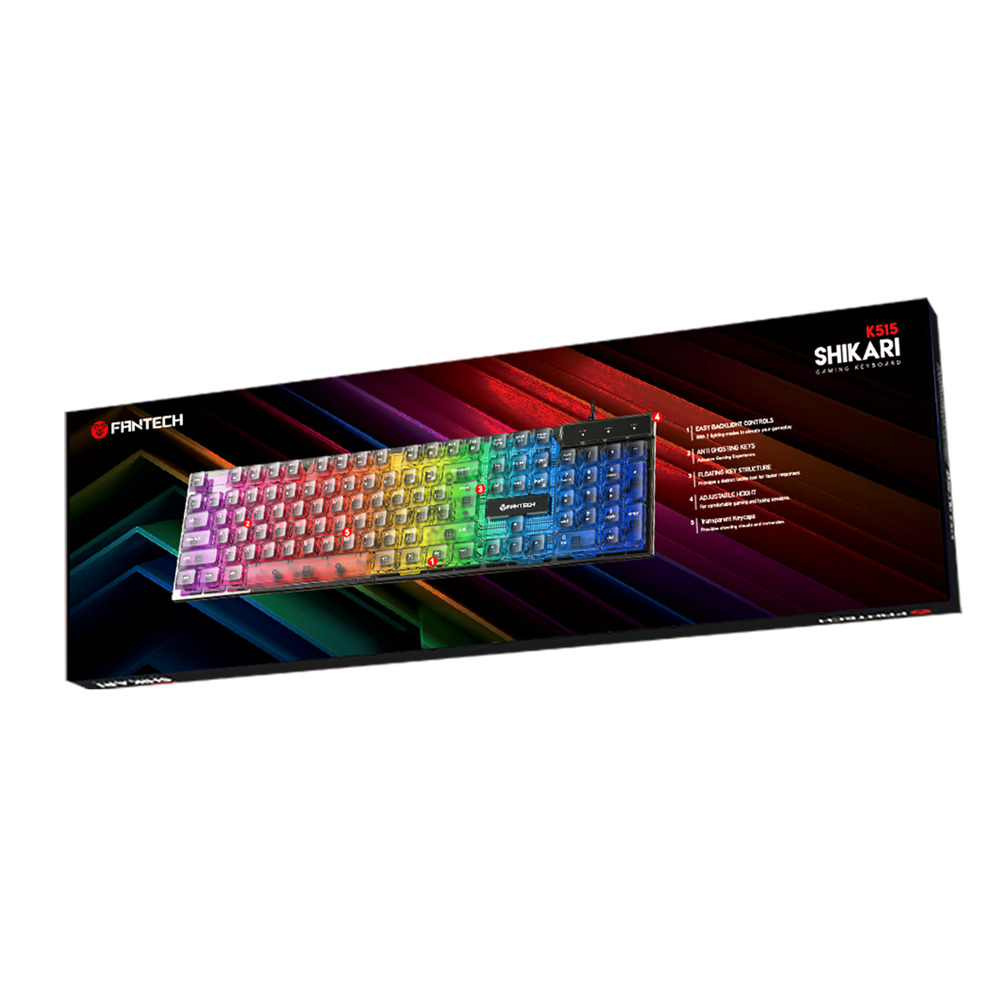 Fantech SHIKARI K515 Keycaps Transparan Keyboard Gaming RGB Membrane