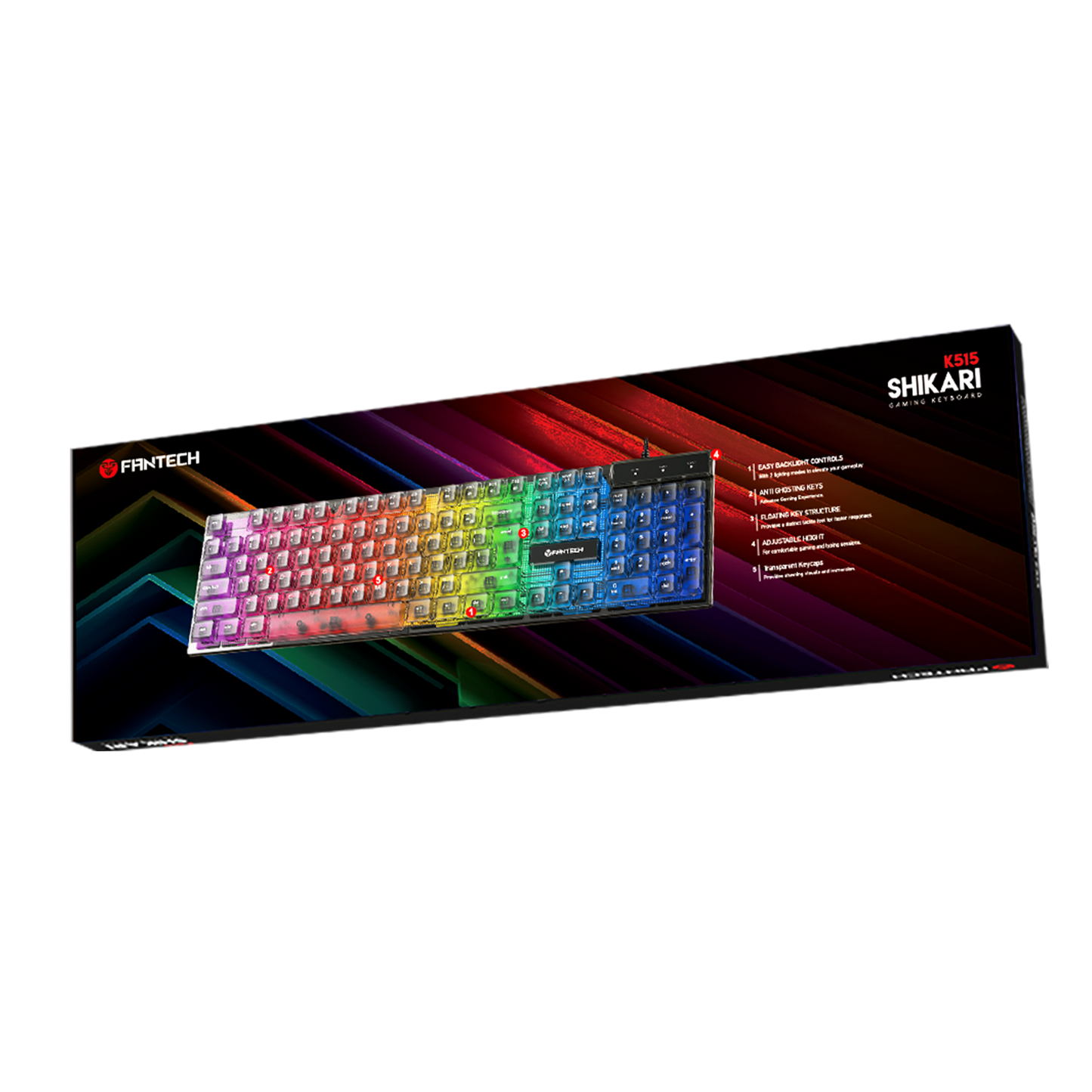 Fantech SHIKARI K515 Keycaps Transparan Keyboard Gaming RGB Membrane - Fantech Indonesia